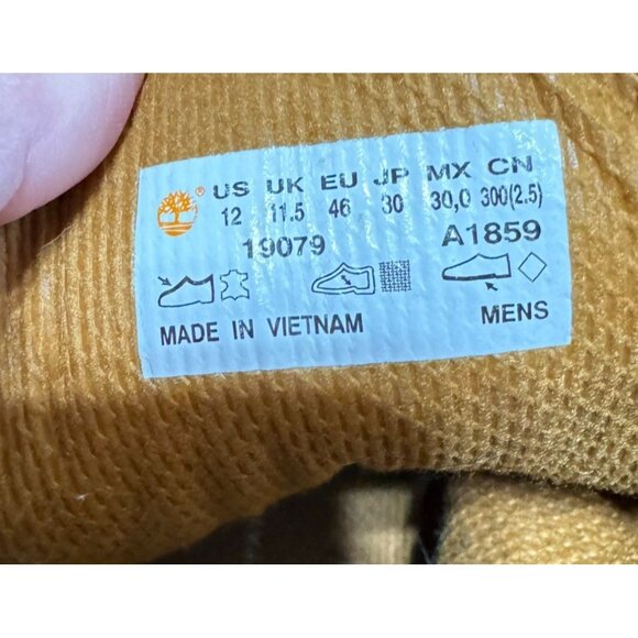 COPY - TIMBERLAND BOOTS SIZE 12 TAN WHEAT NUBUCK WATERPROOF 6" STREETWEAR MENS - Picture 7 of 8